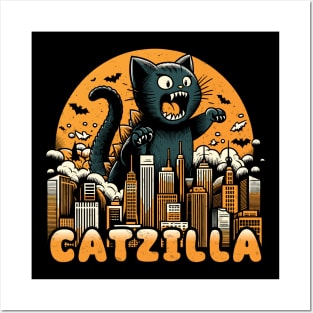 Catzilla - Funny Vintage Cat Posters and Art